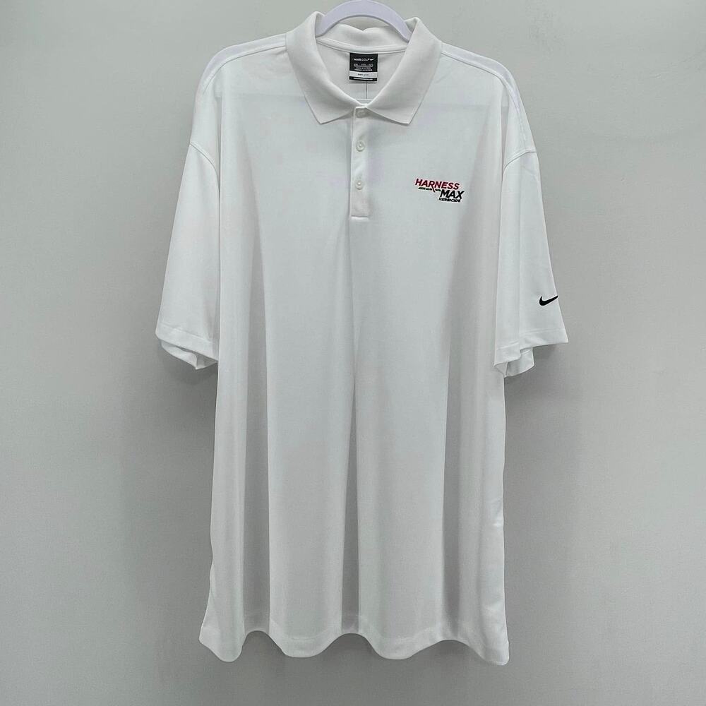 Nike Golf‎ Polo Mens XXL White Embroidered Harness Max Logo Short Sleeve NWT